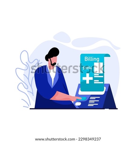 Medical Billing Flat Illustration Minimalist of Key Employees Healthcare Industry. Modern vector concepts for web page website development, mobile app