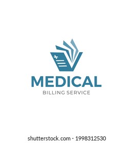 Medical Billing Service Logo, Health Data Checkup, Medical Hospital Clinic Online Payment Logo Design Template Vector