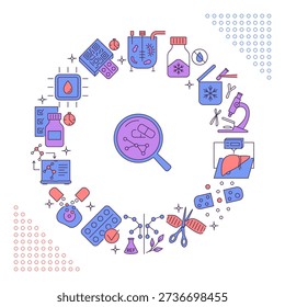 Medical and bio technologies round poster. Vector illustration