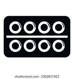 Medizinische Blister Symbol einfache Vektorgrafik. Schmerzmittel. Obstgesundheit