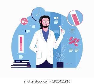 Medical Blood Check At Laboratory Vector Illustration