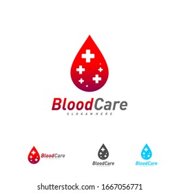 Vector de plantilla de logotipo de sangre médica, sangre derramada con el concepto de diseño de logotipo más