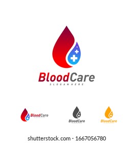 Vector de plantilla de logotipo de sangre médica, sangre derramada con el concepto de diseño de logotipo más