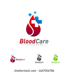 Vector de plantilla de logotipo de sangre médica, sangre derramada con el concepto de diseño de logotipo más