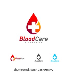 Medical Blood logo template vector, Droplet Blood with plus logo design concept