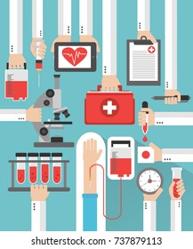 Medical blood transfusion flat design.Vector illustration