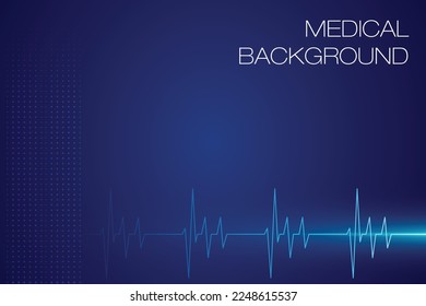 Medical blue background with ECG Graph