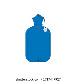 Medical blue rubber hotty, cartoon vector icon isolated on white background warmer vector icon. Hot water bottle or bag, vector illustration in flat style.