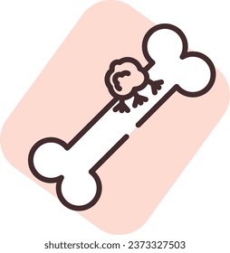 Medical bone, illustration or icon, vector on white background.