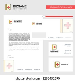 Medical book Business Letterhead, Envelope and visiting Card Design vector template