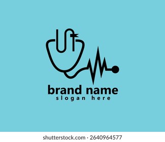 
medical book, medical education logo, stethoscope with abstract book with line concept, logo design inspiration