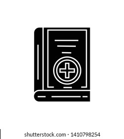 medical book- health care or medical service vector sign and symbol.