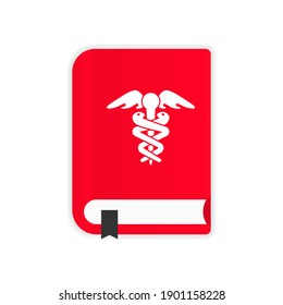 Medical book icon. Healthcare knowledge base. Medical reference books, textbooks, encyclopedia. Vector on isolated white background. EPS 10