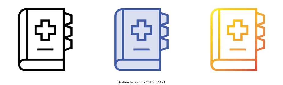 medical book icon. Linear, Blue Fill and Gradient Style Design Isolated On White Background
