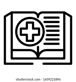 Medical book icon. Outline medical book vector icon for web design isolated on white background