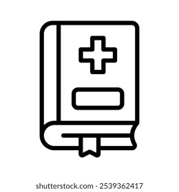 Icono de un libro de medicina que simboliza el conocimiento médico, la educación y la atención médica