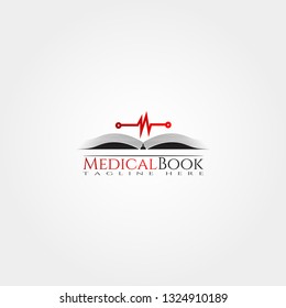 Medical book icon template, creative vector logo design, health studying, illustration element.