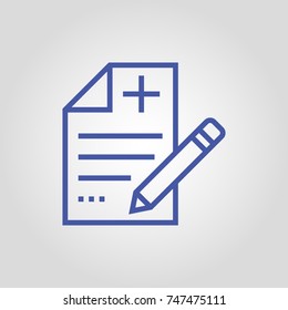 Medical book, insurance agreement isolated flat vector linear icon