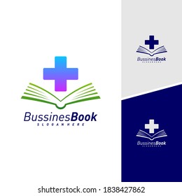 Plantilla vectorial de diseño del logotipo del libro médico, Concepto de diseño del libro de ilustraciones, símbolo de icono