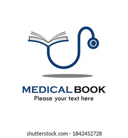 Medical book logo template illustration. there are stethoscope with book