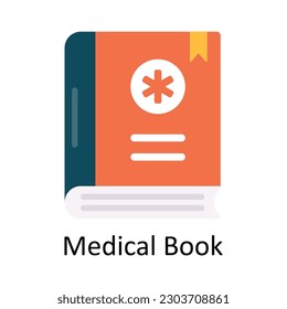 Icono plano del vector del libro médico. Símbolo médico y sanitario sobre fondo blanco EPS 10 archivo