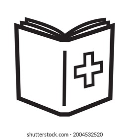 Medical book, vector illustration, black and white colors