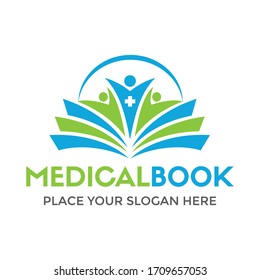 Medical book vector logo template. This design use people symbol. Suitable for healthy.