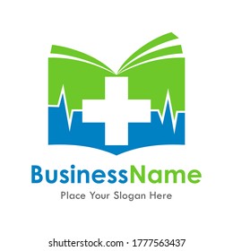 Plantilla de logotipo vectorial del libro médico. Adecuado para negocios, web, salud, educación y arte