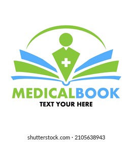 Medical Book Vector Logo Template. This Design Use People Symbol. Suitable For Healthy.