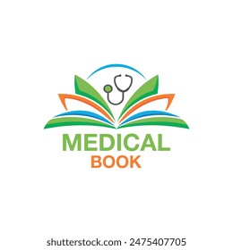 Medical book vector logo template. This design use people symbol. Suitable for healthy