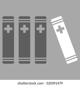 Medical Books vector icon. Style is bicolor flat symbol, dark gray and white colors, rounded angles, silver background.