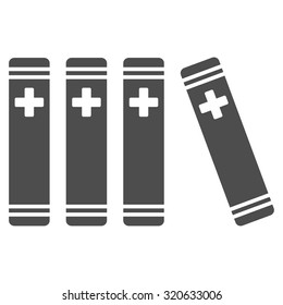 Medical Books vector icon. Style is flat symbol, gray color, rounded angles, white background.