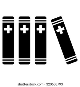 Medical Books vector icon. Style is flat symbol, black color, rounded angles, white background.