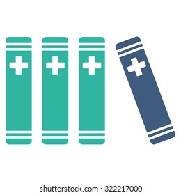 Medical Books vector icon. Style is bicolor flat symbol, cobalt and cyan colors, rounded angles, white background.