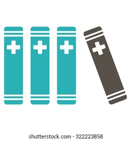 Medical Books vector icon. Style is bi-color flat symbol, grey and cyan colors, rounded angles, white background.