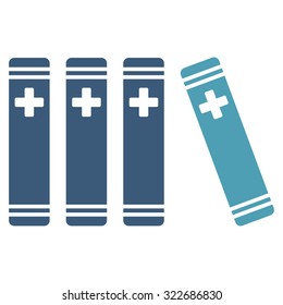 Medical Books vector icon. Style is bicolor flat symbol, cyan and blue colors, rounded angles, white background.