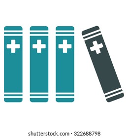 Medical Books vector icon. Style is bicolor flat symbol, soft blue colors, rounded angles, white background.