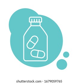 medical bottle capsules drugs block style vector illustration design