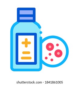 botella médica para el vector de ícono de dermatitis. signo de dermatitis en el frasco médico. ilustración de símbolo de color