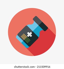 Medical Bottle flat icon with long shadow