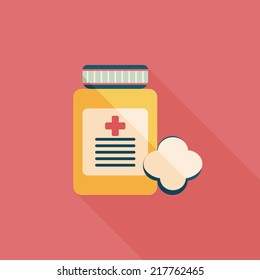Medical Bottle flat icon with long shadow