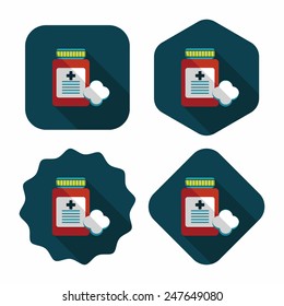 Medical Bottle flat icon with long shadow