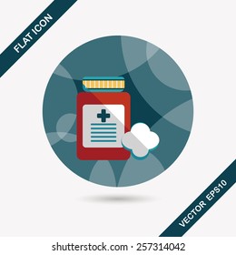 Medical Bottle flat icon with long shadow