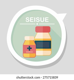 Medical Bottle flat icon with long shadow,eps10