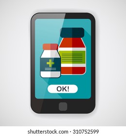 Medical Bottle flat icon with long shadow,eps10