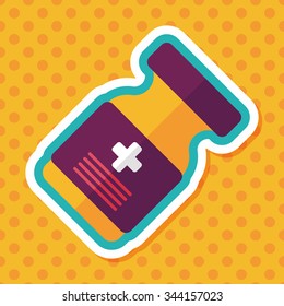 Medical Bottle flat icon with long shadow