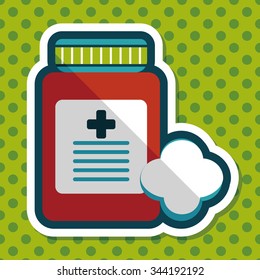 Medical Bottle flat icon with long shadow