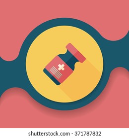 Medical Bottle flat icon with long shadow