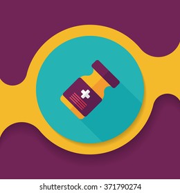 Medical Bottle flat icon with long shadow