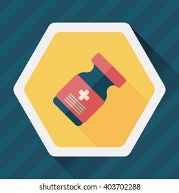 Medical Bottle flat icon with long shadow